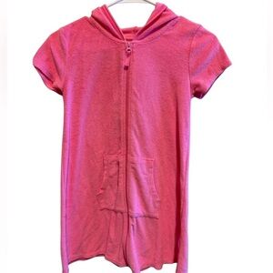 Wonder Nation Pink Hooded Swim Coverup Zipper Short Sleeve Girls Sz LG(10-12)